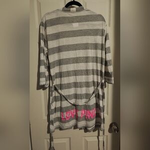 PINK Victoria's Secret Gray and White Striped Sleep Cardigan